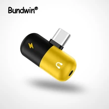Bundwin симпатичный usb C type C до 3,5 мм разъем для наушников Aux переходник адаптер зарядное устройство аудио двойной 2 в 1 USB-C сплиттер для наушников