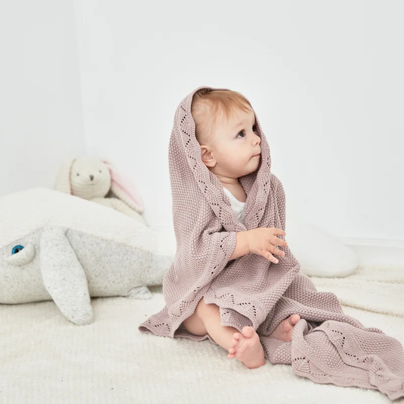 Хлопок, детский вязанный плед, пеленка для новорожденных, мягкое одеяло для сна, s, одеяло для коляски, размер 80*100 см
