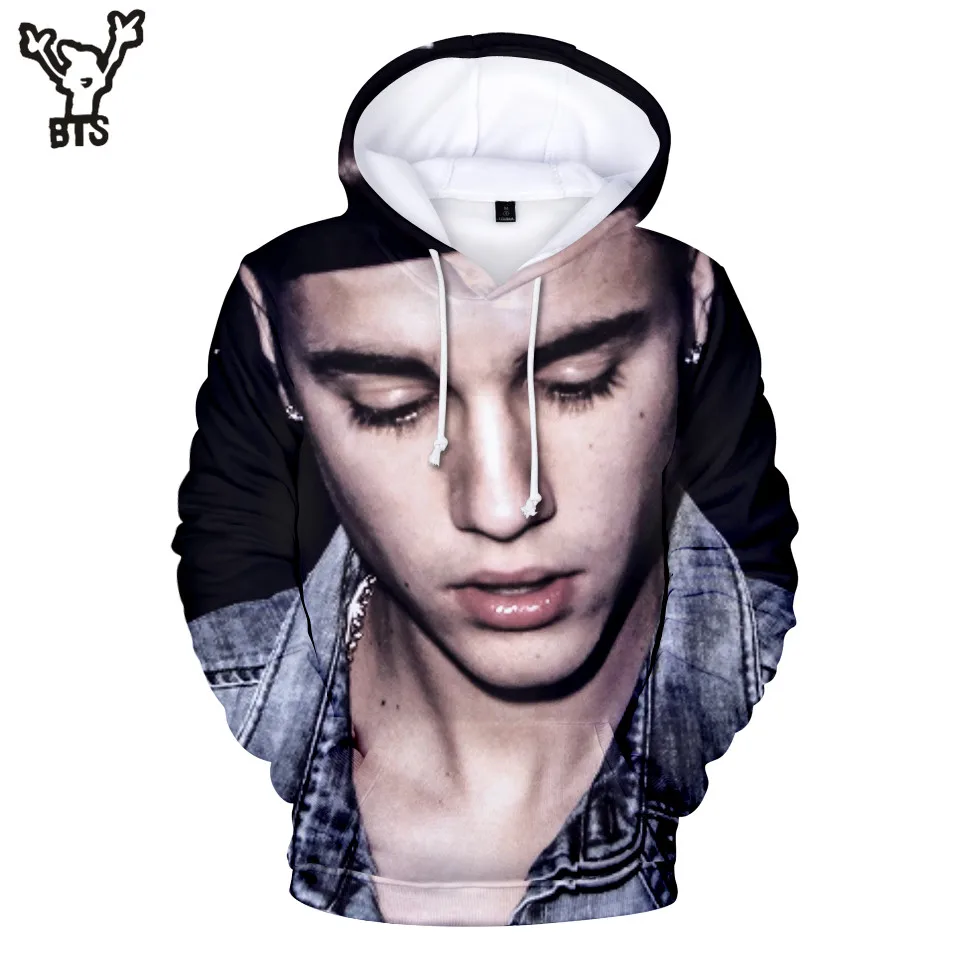 Singer Justin Bieber Portrait 3D Popular Cool Anime Print Sweatshirt Hoodies Men Women Fashion Streetwear Hip Hop Fans Clothes