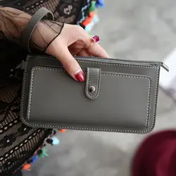 Для женщин многофункциональный бумажник кошелек женский кожаный на молнии бумажник телефон сумка Для женщин Сплошной держатель для карт