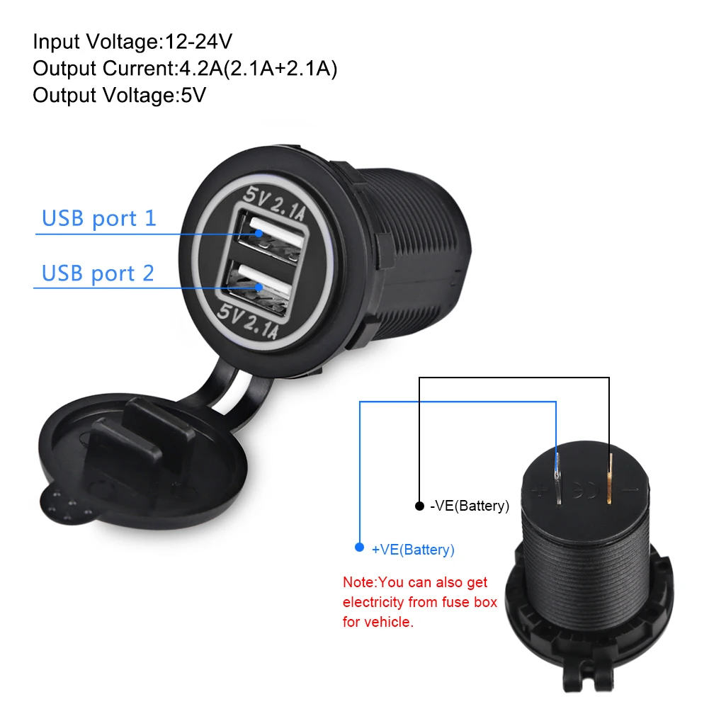 12V 24V 5V 4.2A Dual USB зарядное устройство для автомобильного прикуривателя адаптер питания 2 порта Авто USB разъем ЖК-дисплей для мобильного телефона