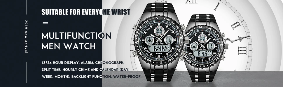 Спортивные кварцевые часы SPOTALEN, мужские военные водонепроницаемые часы, светодиодный цифровой двойной дисплей, мужские кварцевые часы, мужские часы