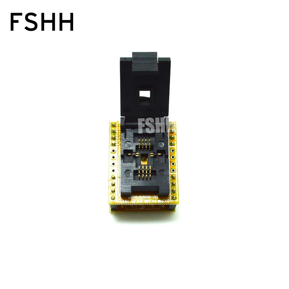 QFN8 to DIP8 Programmer Adapter WSON8 DFN8 MLF8 to DIP8 socket for 25xxx 6x8mm Pitch=1.27mm QFN8 to DIP8 Programmer Adapter WSON8 DFN8 MLF8 to DIP8 socket for 25xxx 6x8mm Pitch=1.27mm