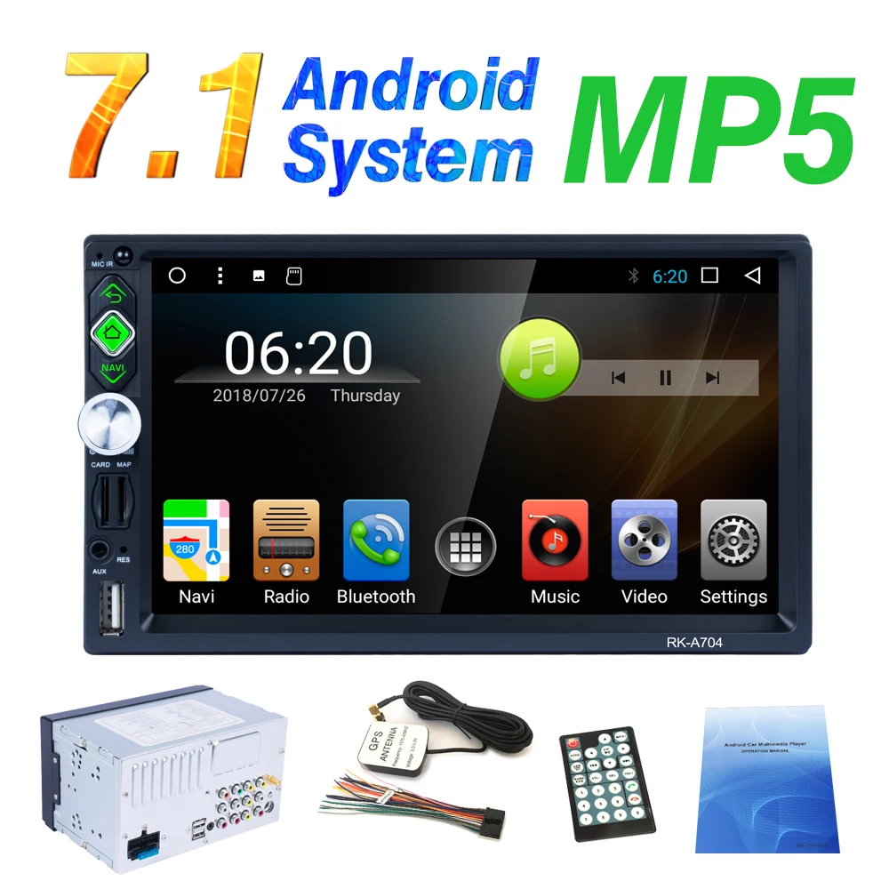 Sale Full HD 1080P 7-inch 2DIN QUAD-core Android 7.1 Car Multimedia Player GPS Navigator Steering Wheel Control FM/AM/RDS Radio 2