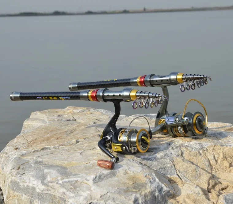 Fibra de Carbono Vara de Pesca Vara de Pesca do Barco Barco do Mar Telescópica Spinning Pesca Rod Pólo Portátil Viagem Rocha do 19 Vara de pesca telescópica de fibra de