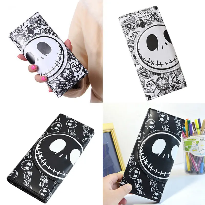 Nuevo Unisex cuero de la PU de Comics carteras con diseño nightmare película de suspense de dibujos animados Jack cráneo monederos 18*8,5 cm