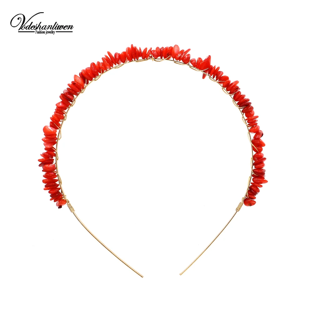 

Vodeshanliwen New Korean Handwork Round Stone Headbands for Women Wedding Bohemian Trendy Hairbands Hair 2019 Jewelry