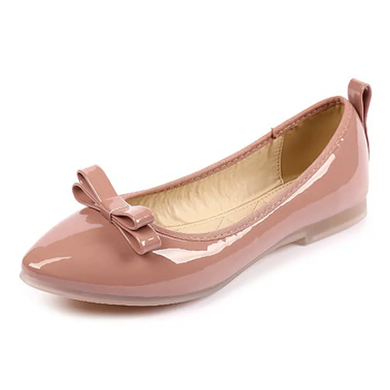 New Arrived Korean Ladies Shoes Flats Pink Patent Leather Casual Shoes Pointed Toe Brand Loafers Shoes