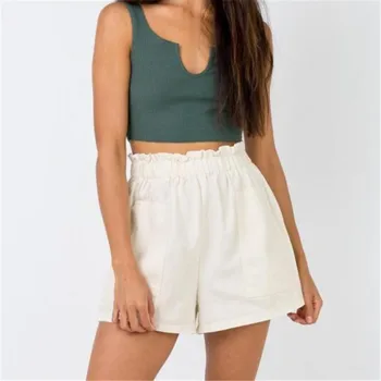 

Fashion Womens Summer Loose Trousers Shorts Ladies Beach Style New High Waist Solid Casual