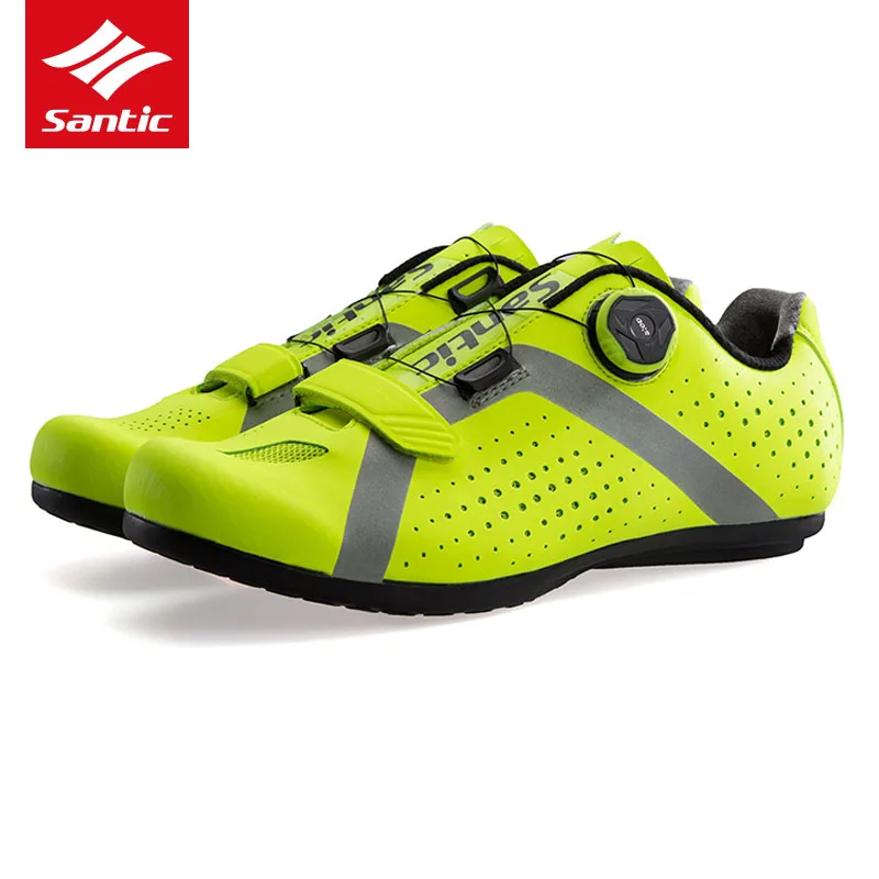 

Santic Men Cycling Shoes Professional Rubber Anti-slip MTB Road Bike Shoes Reflective Breathable Sport Bicycle Unlocked Shoes