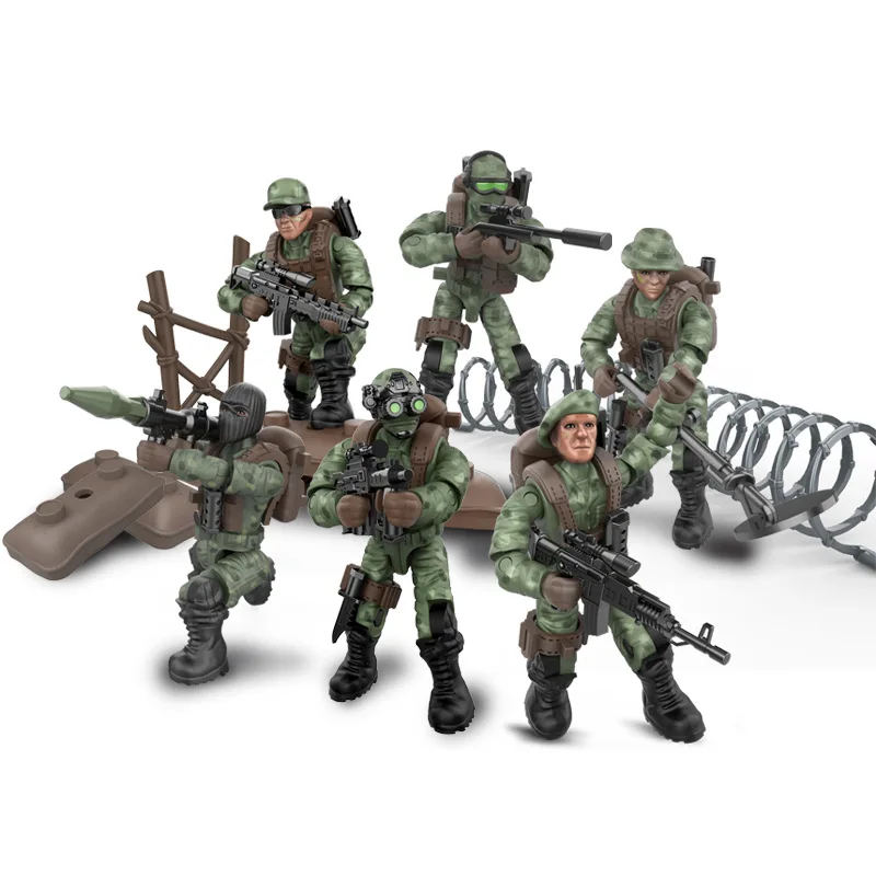 

6pcs/lot Military series Movable Lightning Special Police Team army Soldier Building Blocks Mini action Figures children Gifts