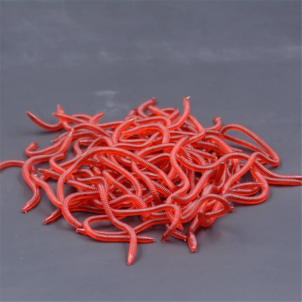 

Hot sale 30 Pcs / lot Simulation Lifelike Earthworm Red Worms Artificial Fishing Bait Face Soft Bait Fish Smell Baits Fishing