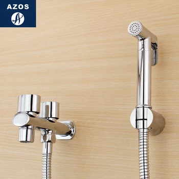 

Azos Bidet Faucet Pressurized Sprinkler Head Brass Chrome Cold Water Two Function Toilet Wash Washing Machine Round PJPQ016