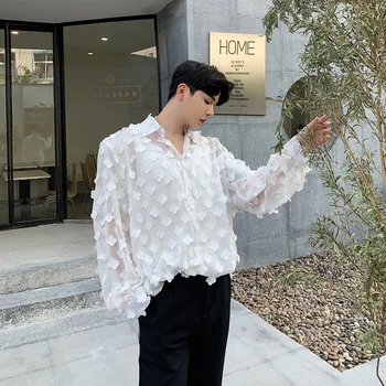 

Men Summer Loose Long Sleeve Thin Translucent Sexy Casual Shirts Male Women Lovers Streetwear Hip Hop White Party Dress Shirts