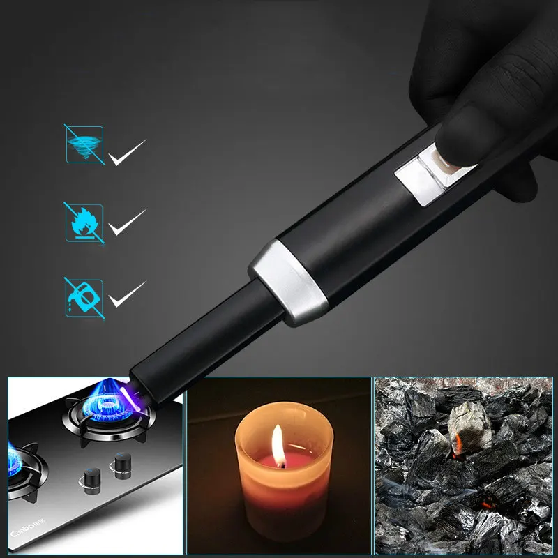 Electronic BBQ Arc Long Lighter USB Rechargeable Flameless Kitchen