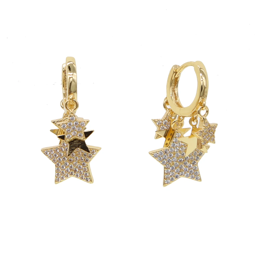 5 шт., очаровательные висячие серьги в форме звезды золотого и серебряного цвета, элегантные великолепные европейские женские модные ювелирные изделия