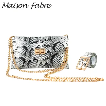 

Maison Fabre Bag women Leather crossbody bag chain Snake print shoulder bag strap handles Waist Belt 2020 Ladies Small handbag