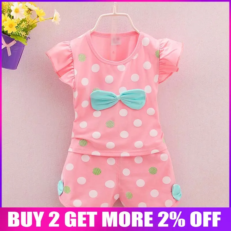 

BibiCola 2018 Infant clothes toddler children summer baby girls clothing sets polka dots clothes sets for girls short sleeve