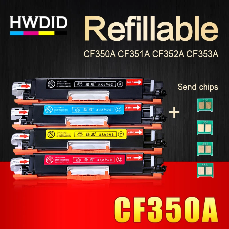 HWDID 130A/a CF350A CF351A CF352A CF353A 350A/a тонер картридж совместимый для HP Color LaserJet Pro MFP M176n M176 M177fw