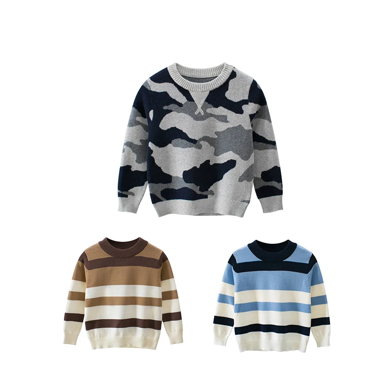 

CYSINCOS Autumn Winter Boy Pullover Sweater Kids Striped Ribbed Knitting Sweater Children Soft Clothes Boys Tops Clothing Outfit