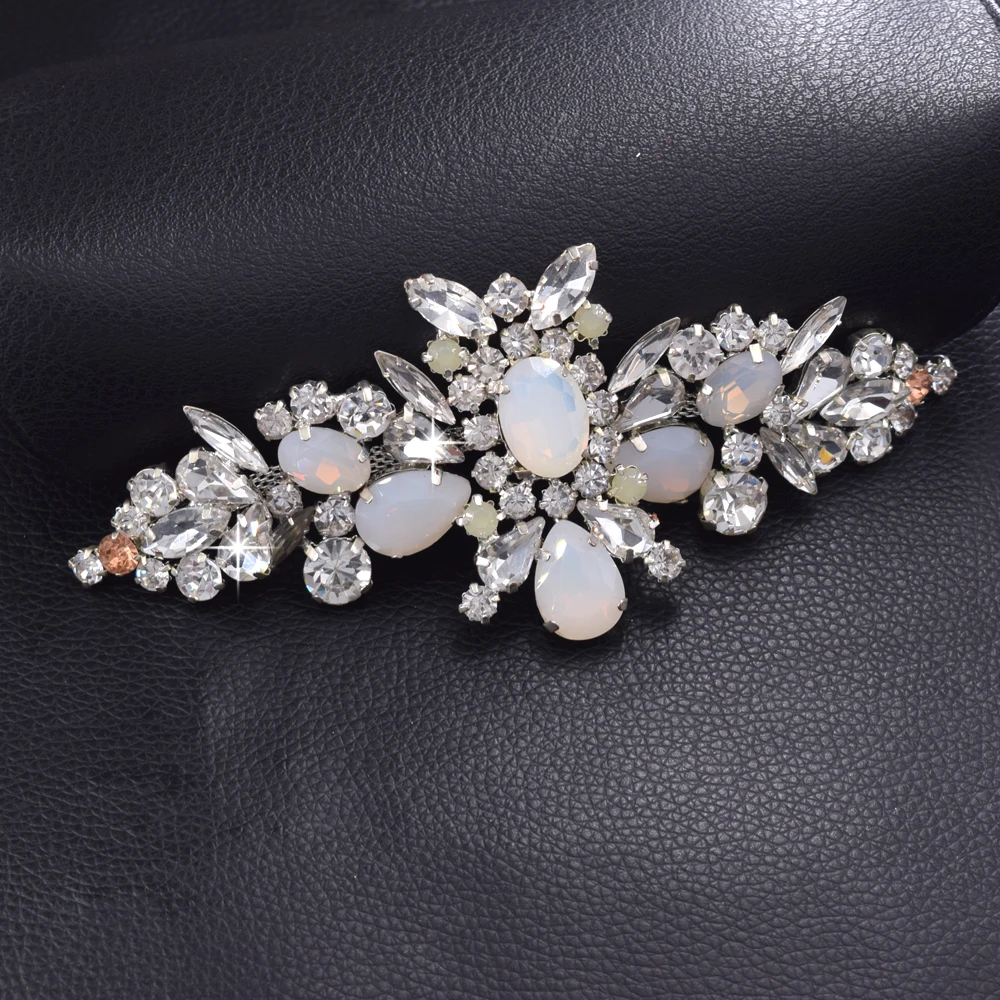 White opal rhinestone belt patches (4)
