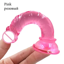 Small Jelly Dildo With Suction Cup Sex Shop Soft Faloimitator Realistic Penis Phallus Intimate Goods Sex Toys for Adult Women sex shop soft silicone small realistic dildo male artificial penis cock with suction cup sex product for women adult game toys