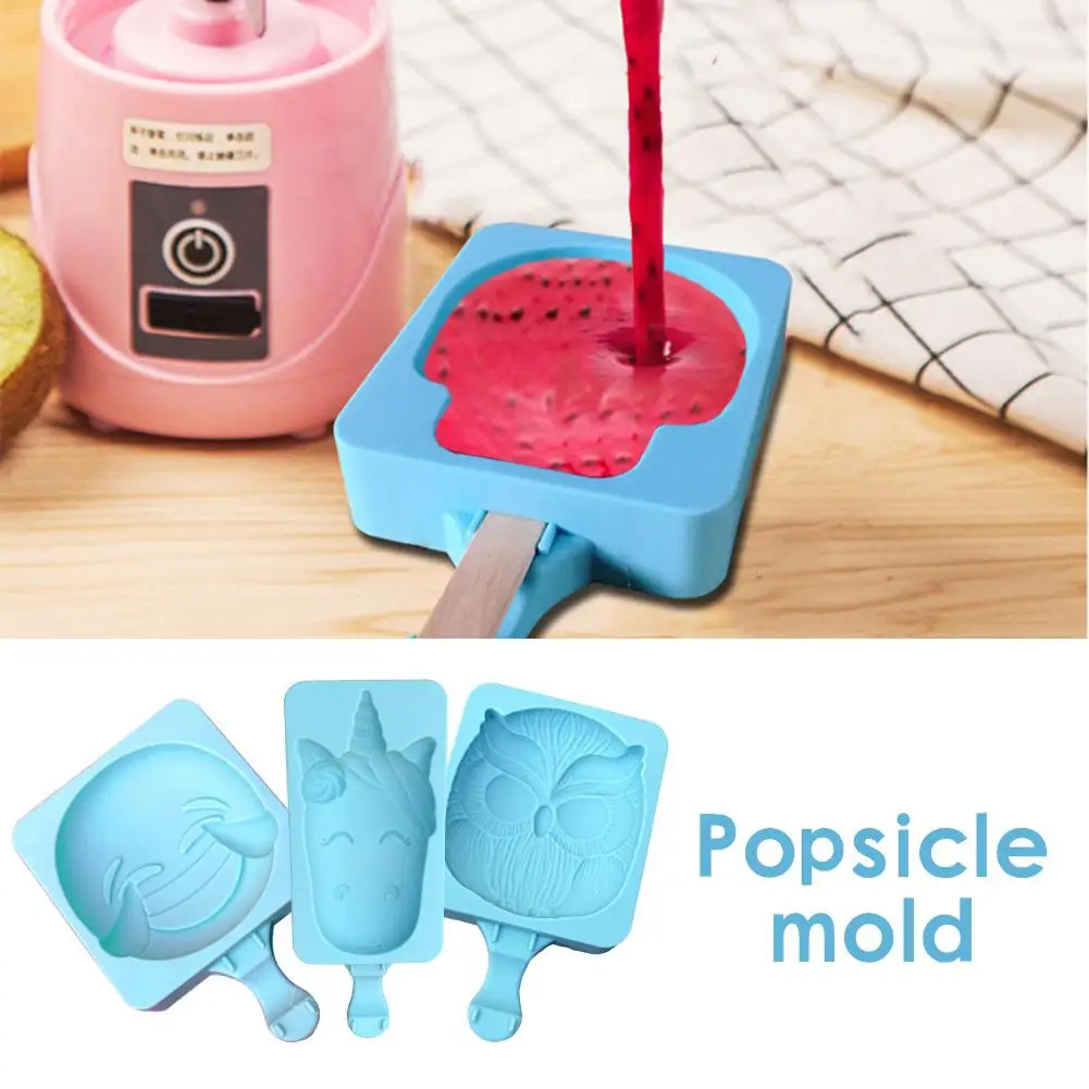 

Silicone Ice Cream Mould Halloween Ghost Head Tombstone Owl Unicorn Crying Face Shaped Cartoon Ice Sucker Mould Cold Drink Mold