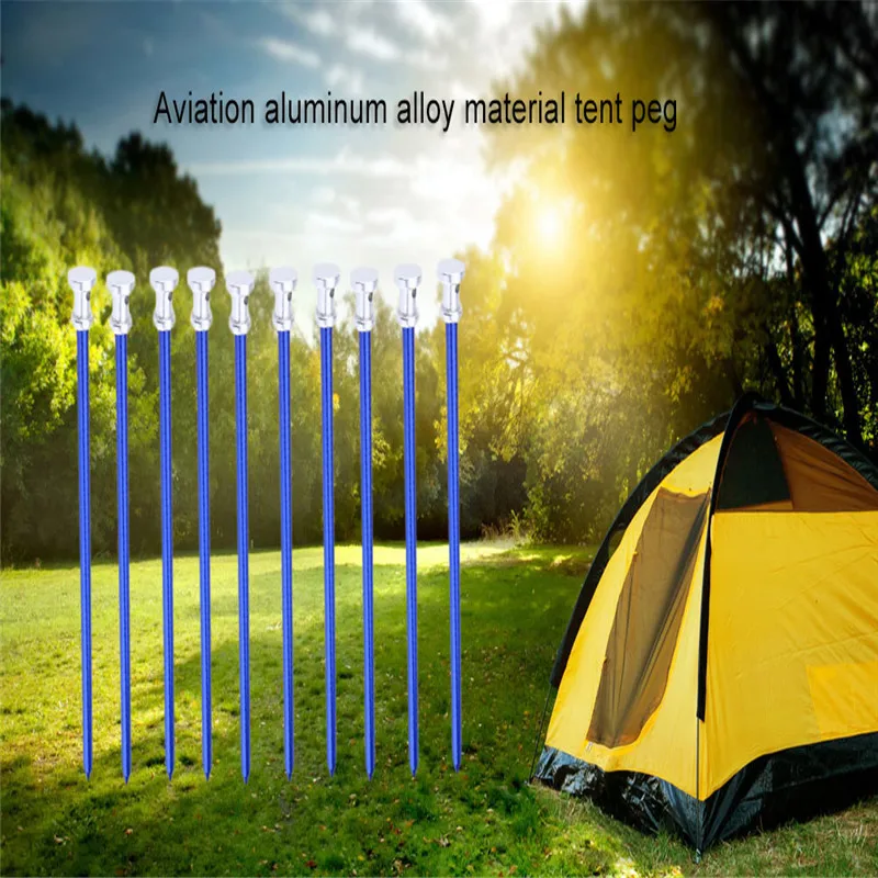 10pcs Aluminum Alloy Tent Nail Peg Stake Spike Camping Kit
