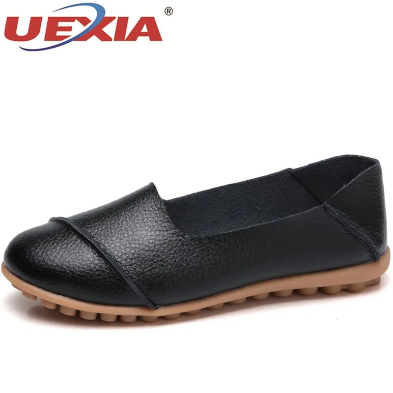 

UEXIA 2018 Spring women casual flats shoes female slip-on creepers platform shoes women leather white sneakers shoe Breathable