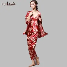 Женский Шелковый пижамный комплект из 3 предметов, новинка года, сексуальная женская и Мужская одежда для сна на весну и лето, женская пижама M-3XL A407