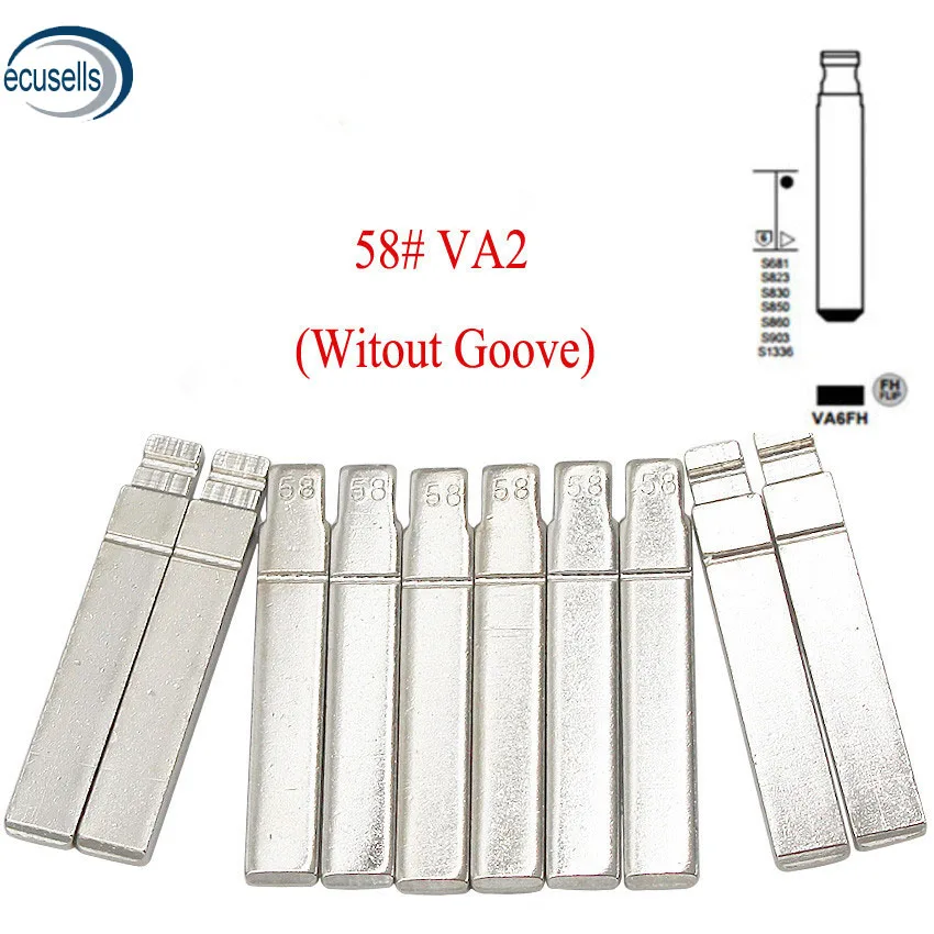 

10pcs/lot, Universal Uncut Flip KD Remote Key Blade VA2 Without Blade Type #58 for Citroen for Peugeot NO. 58