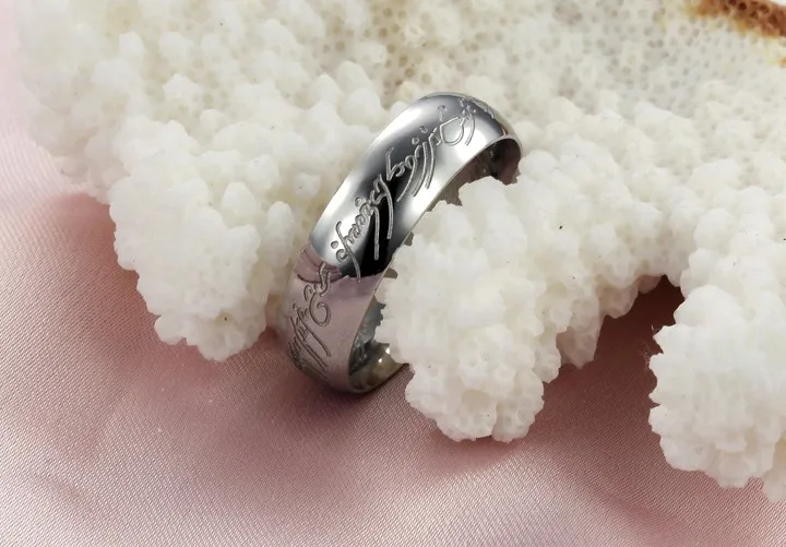 Seanuo 6 мм Нержавеющая сталь Властелин колец для Для мужчин модные Вольфрам полированная Magic Хоббит Плёнки Кольцо мужское кольцо из Мощность 7-12