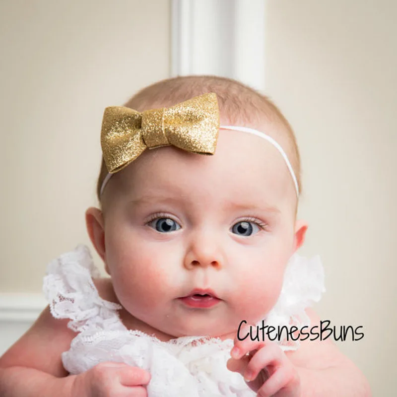 baby girl gold bow headband