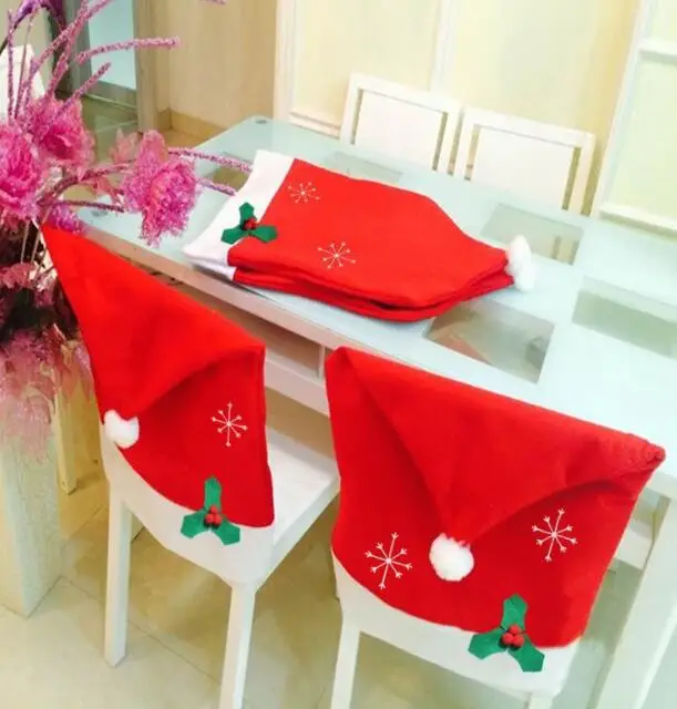 

4Pcs/lot Christmas snowflake Chair Cover Cartoon solid Party covers Coverings non-woven fabrics wholesale promotion FG413