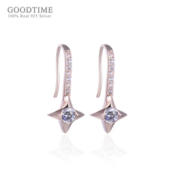 

Noble Women Earring 925 Sterling Silver Jewelry Earrings Women RoseGold Color Star Zircon Silver Earrings For Party Office
