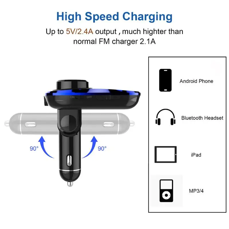 VODOOL 1.4in экран Bluetooth Handsfree автомобильный fm-передатчик комплект U диск TF карта MP3 плеер двойной USB быстрое зарядное устройство Bluetooth автомобильный комплект