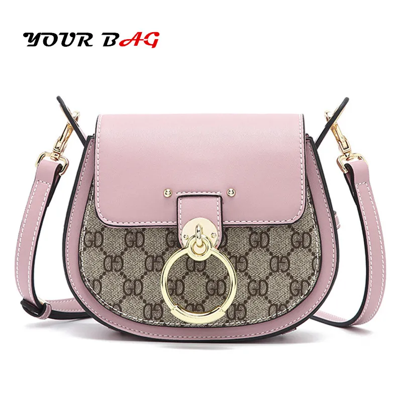 

2018 bags for women Round moon pack ladies Crossbody clutch Bag Genuine Leather Printing handbags Female Messenger bags Shoulder
