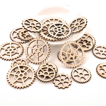 

Handmade Wooden Crafts Accessory Home Decoration Scrapbooks Children Painting DIY Mix Hollow Wheel Gear Ornaments 25-50mm 20pcs