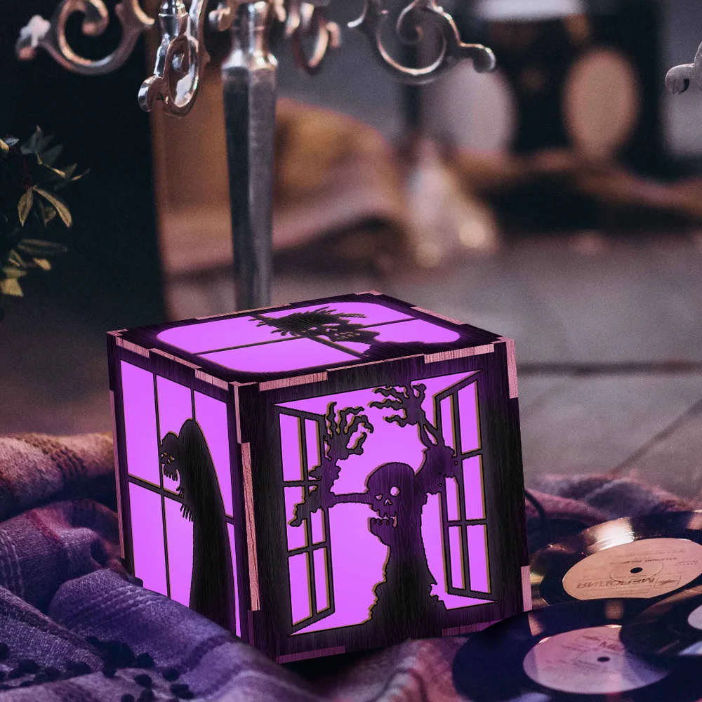 

1Piece Zombie LED Lantern Night Light Handmade Wooden Light Box LED Laser Engraved Lantern Zombie Walkers Decorative Lighting