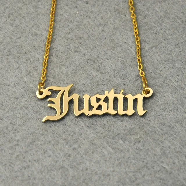 Personalized Name Necklace Customized Nameplate Custom Personalized Name Necklace Customized Nameplate Custom Old English Style Jewelry