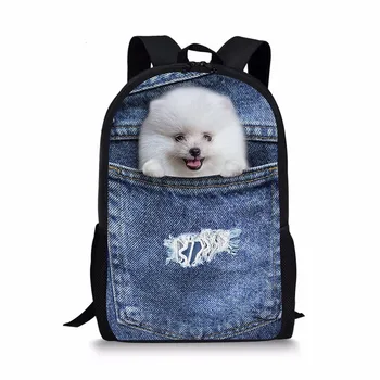 

THIKIN Fashion Backpacks Cartoon Printing 3D Schoolbag Cool Cowboy Dog Design Custom Student Bookbag for Children Travel Mochila