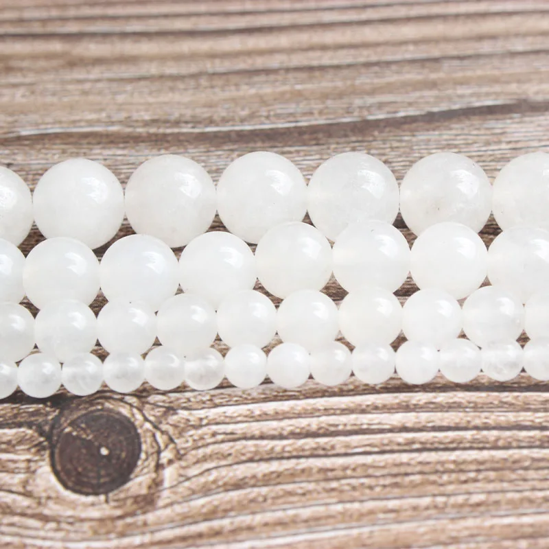 

LanLi natural Jewelry 6/8/10/12mm white jades Loose Beads DIY men and women Bracelet Necklace anklet Accessories