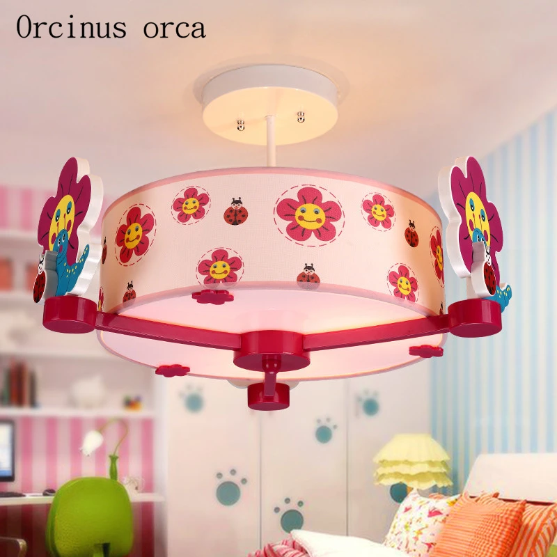 Lámpara colgante de flores con diseño creativo de animados para dormitorio de niñas lámpara de habitación de niños lámpara colgante de flores LED roja con personalidad moderna americana|Luces colgantes| - AliExpress