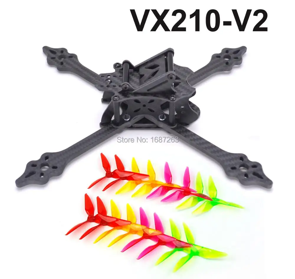 

VX210-V2 VX210 210mm Carbon Fiber Stretch X 210mm MINI Frame Quadcopter Mini Four Axis Multi FPV Racing Drone + 5051 Propeller