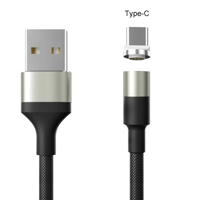 QC 3,0 Быстрая зарядка 3A Магнитный кабель type C Micro Usb быстрая зарядка Usb C светодиодный светильник для iPhone Xiaomi huawei Phone 1,2 м - Цвет: Silver for Type C