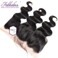 Fabbabes свободная часть кружева фронтальной закрытия перуанский объемная волна Волосы remy 13x4 "с ребенком волос швейцарского кружева