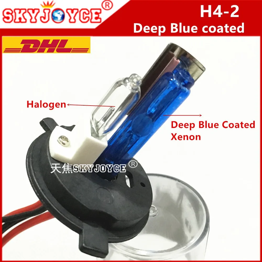 10XDHL Free xenon hid bulb 35W H4-2 dark blue coated H4L deep blue yellow pink purple H4-2 4300K 5000K 6000K 3000K xenon hid H4 (1)