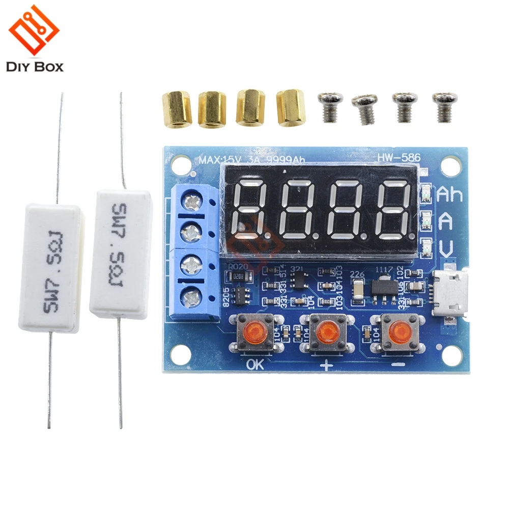 

1.2V 12V 18650 HW-586 Li-ion Lithium Battery Capacity Tester + Resistance Lead-acid Battery Capacity Meter Discharge Tester
