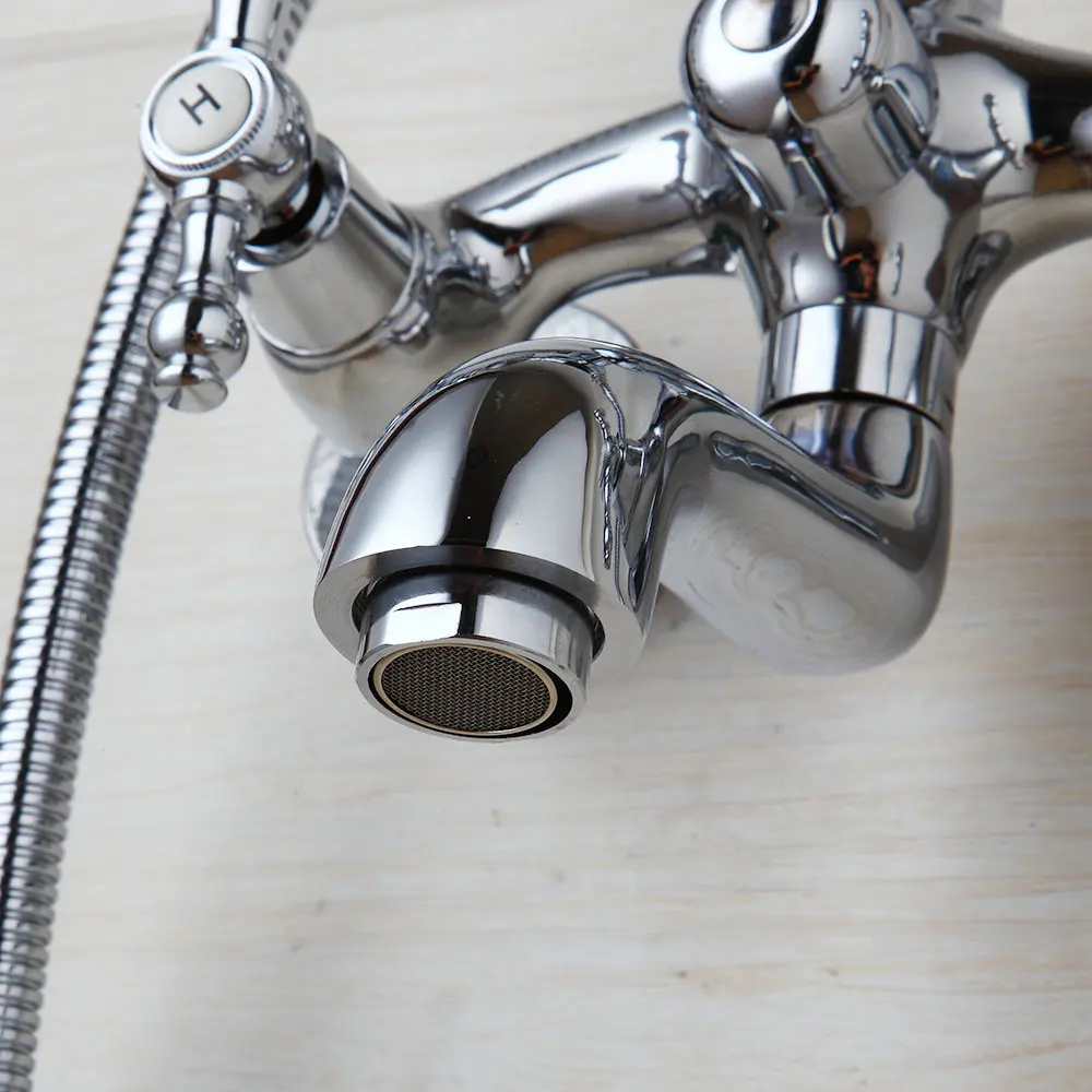 Preise KEMAIDI Bad Becken Waschbecken Wasserhahn Dusche Set Dusche Kopf Chrom finish Polnischen Wasser Mischbatterie Wand Montiert Telefon Typ