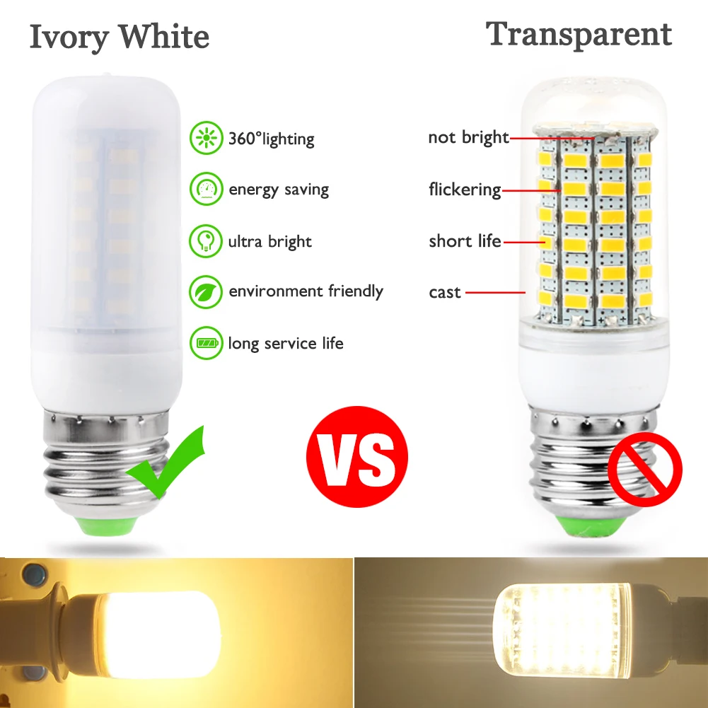 TSLEEN E27 светодиодный светильник E14 B22 GU10 G9 светодиодный смарт лампочки IC 220V 110V кукурузы светильник без мерцания 48 56 69 72 светодиодный s SMD 5730 люстра светильник